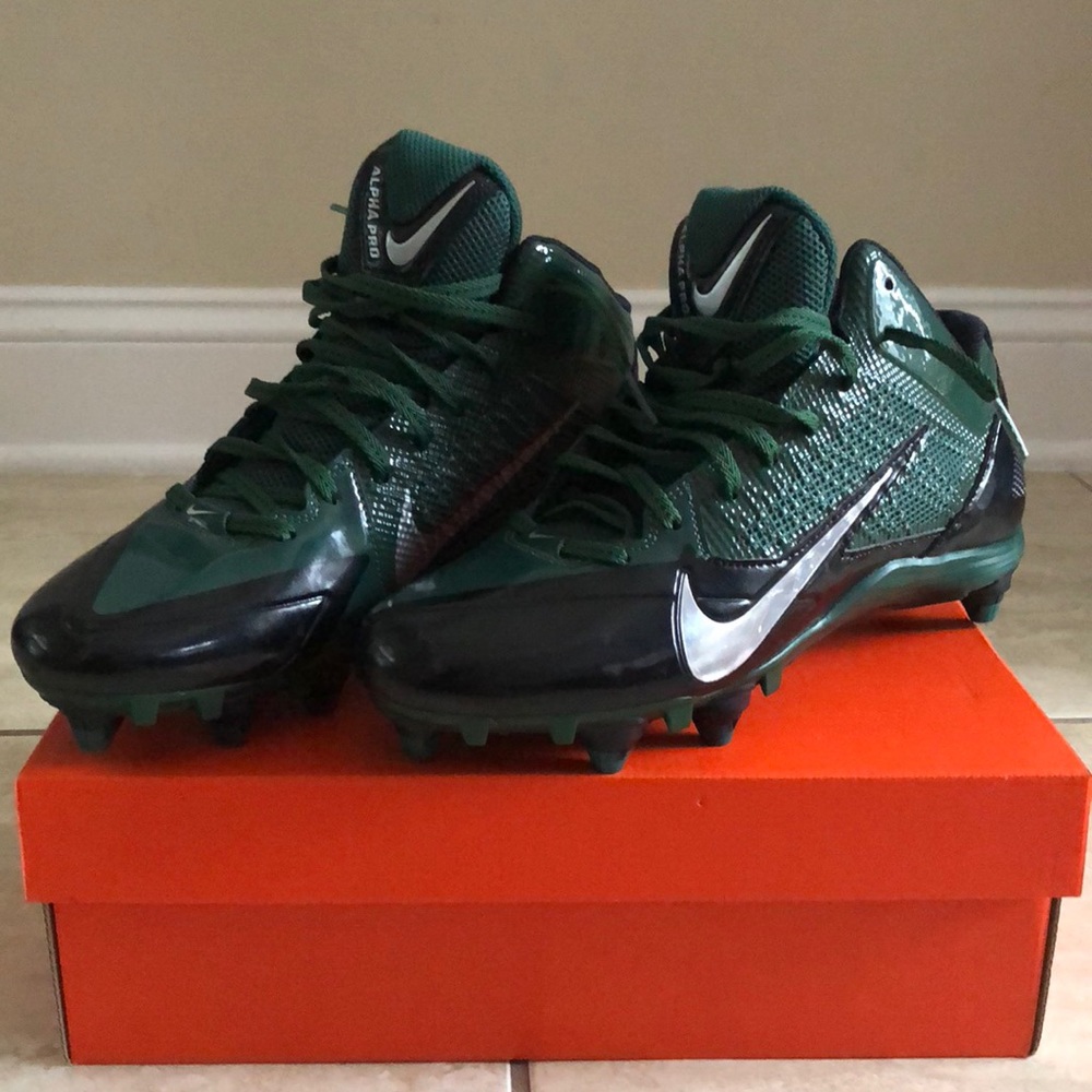 Green Nike Alpha Pro Football cleats